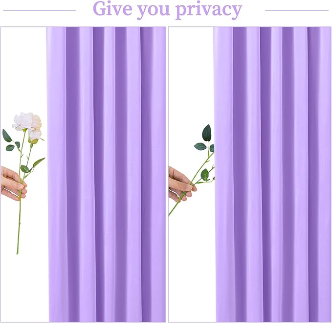 10ft x 10ft Lavender Backdrop Curtain for Parties Wedding Light Purple Wrinkle Free Backdrop Drapes Panels for Baby Shower Birthday Party Photo Photography Polyester Fabric Background Decoration