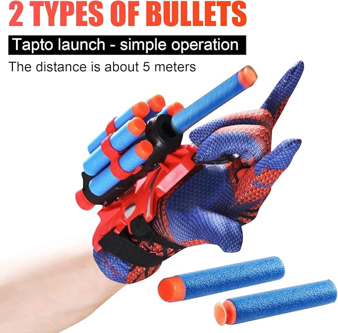 Set of 2 Spider Web Shooters Classroom Prizes for Kids Wrist Launcher Web Shooter Spider Gloves Web-Shooters fo Kids Easter Decorations Party Favors