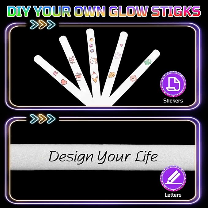 Foam Glow Sticks Bulk, 40 Pack White Light Up Foam Sticks 3 Modes Flashing, Glow Party Supplies for Valentine's Day, Wedding,Raves, Carnival, Concert, 4th of July, Halloween, Christmas,