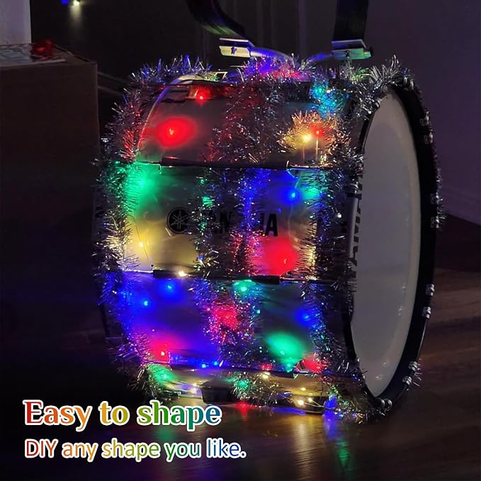 QITONG Multicolor Fairy Lights Battery Operated, 6 Pack Each 16ft 50 LED Outdoor String Lights, Silver Wire Mini Twinkle Light Indoor