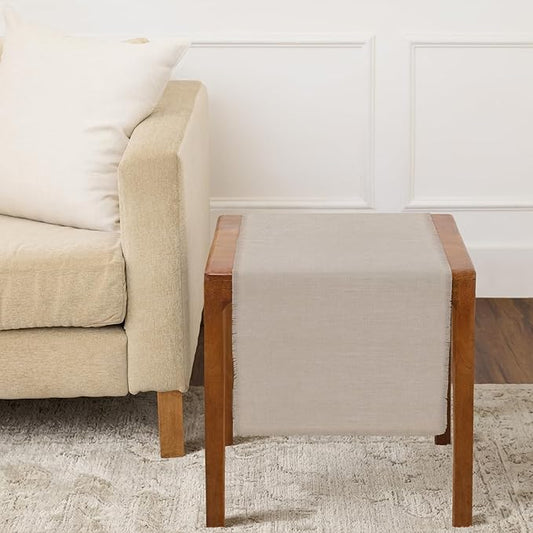 Solino Home Linen Natural Table Runner 36 Inches - Fringe, 100% Pure Linen Small Table Runner 14 x 36 Inch Ideal for Dresser and Coffee Tables - Spring, Summer, Mothers Day