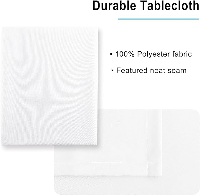 Hiasan White Rectangle Tablecloth - Waterproof Washable Polyester Fabric Table Cloth for Buffect Dining Birthday Party Wedding, 70 x 90 Inch