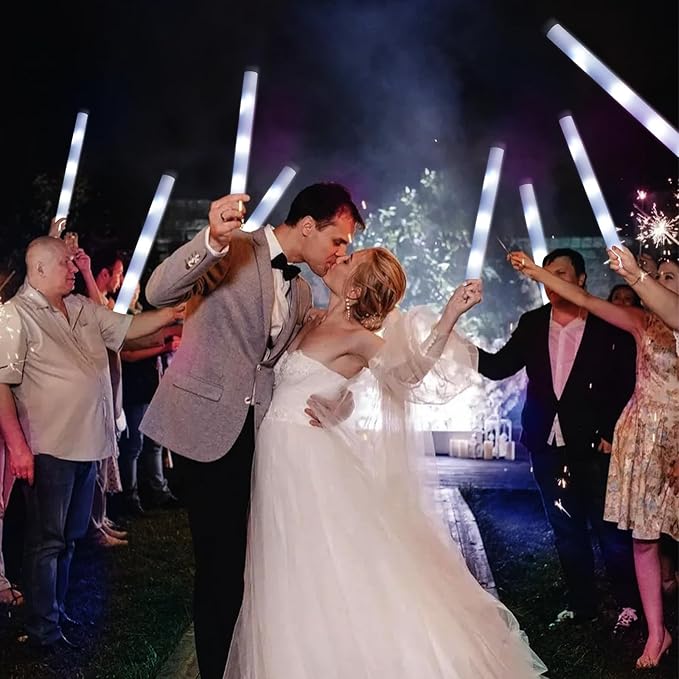LED Foam Glow Sticks, 18.9 INCH Bulk Glow Sticks, LED Light Sticks, Light-Up Sticks for Concerts, Weddings, Raves, Carnivals, Halloween, Birthdays, and More!