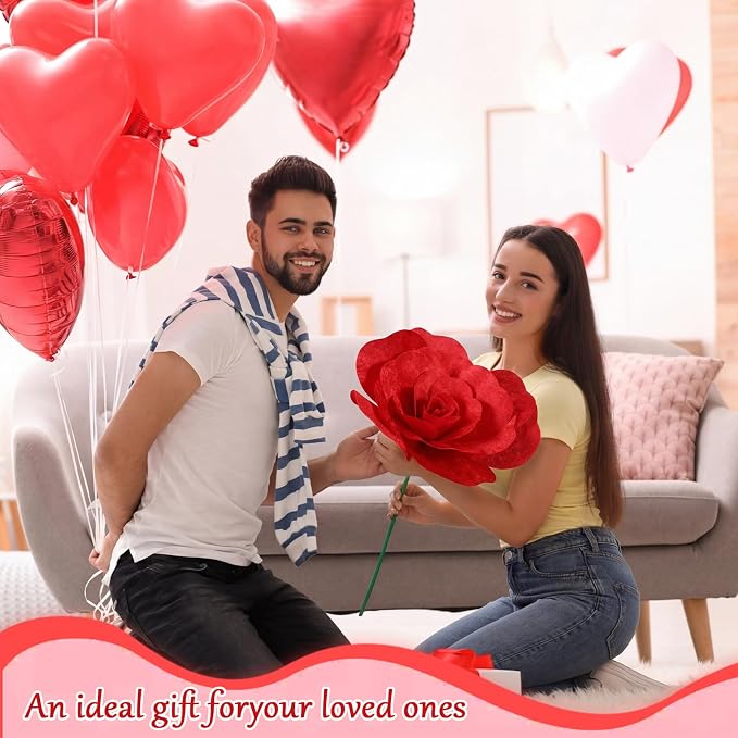 Norme 3 Pcs Giant Artificial Flowers Decoration 12, 16, 20 Inch Large Rose Petals Giant Flowers Large Red Rose for Wedding, Home Decor, Anniversary Birthday Valentine's Day