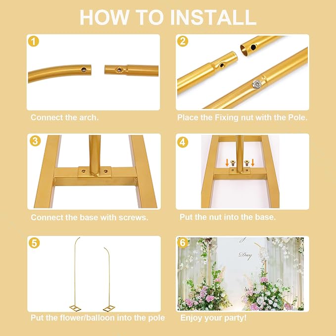 Metal Balloon Arch Stand, Set of 2 Wedding Arch Stand Flower Arch Backdrop Floral Wedding Arches for Ceremony Decorations