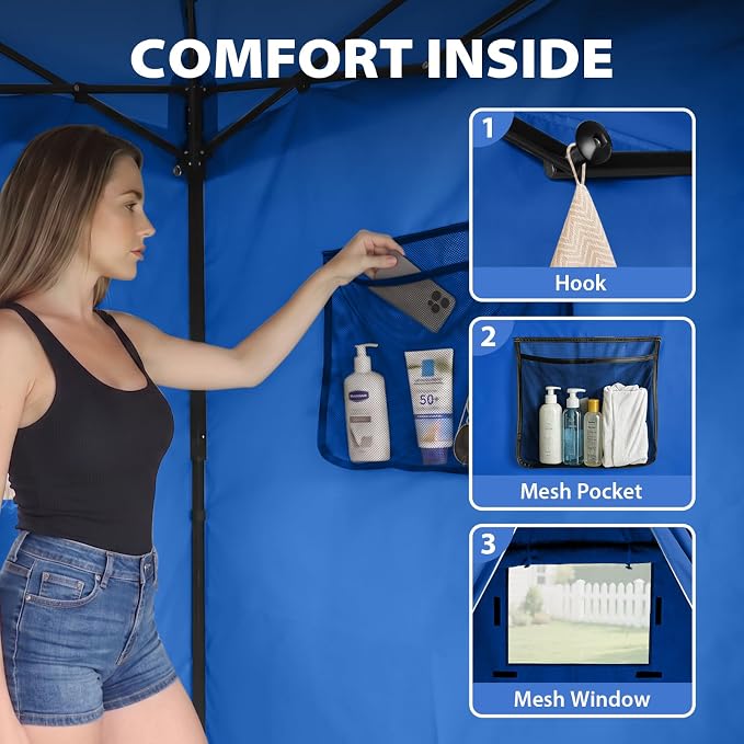 EAGLE PEAK 4x4 Pop Up Changing Tent, Flat Top Changing Room, Blue | Portable, Privacy Tent, Pool Cabana, Dressing Room, Shower & Toilet Use, Opaque Fabric, Instant Setup, Photoshoots, Camping