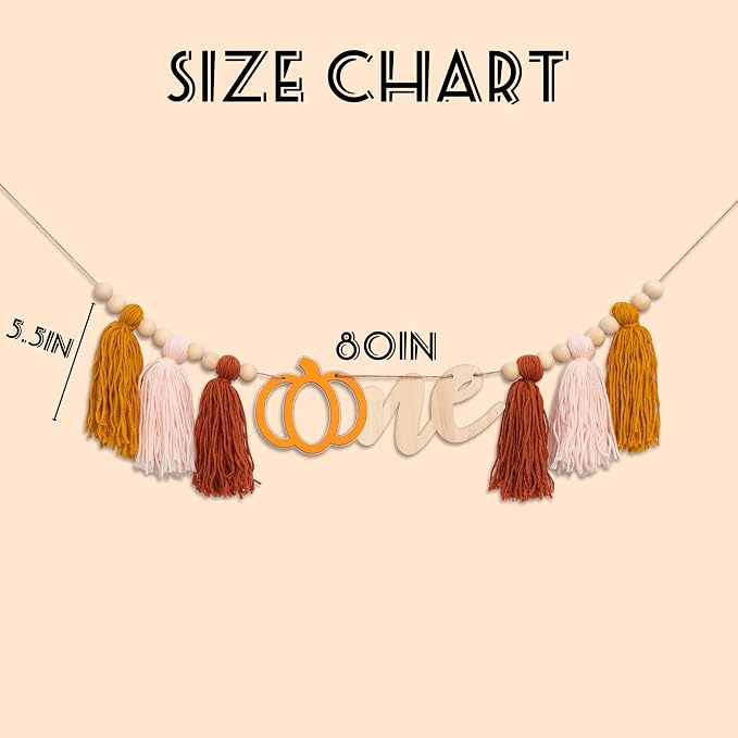 Gostman Pumpkin Tassel High Chair Banner - 1st Birthday Decorations, Fall Highchair Decor for First Birthday