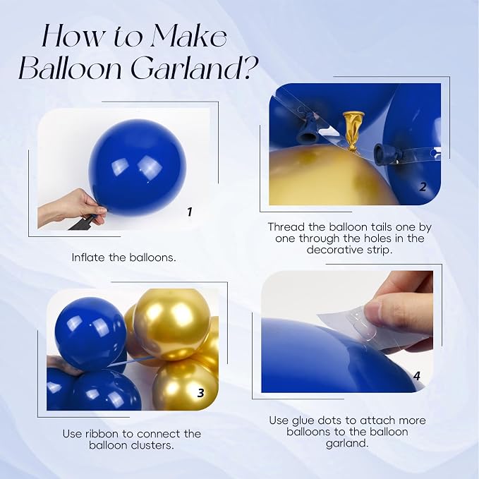 Blue and Gold Birthday Decorations, Blue Gold White Foil Balloons Happy Birthday Banner Blue Tablecloth Backdrop for Happy Birthday Decorations for Men