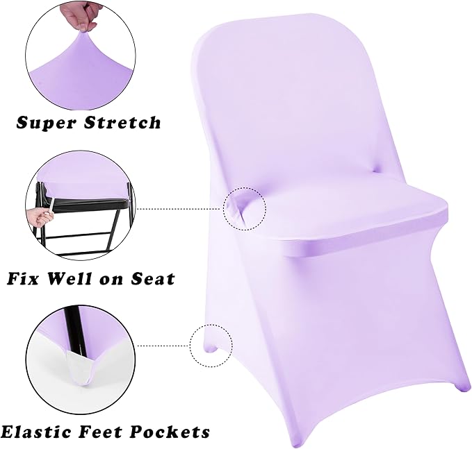 36 PCS Waterproof Stretch Spandex Folding Chair Covers, Dining Room Chair Slipcovers Protector for Wedding, Banquet, Party, Holidays, Celebration and Decoration（Lavender）