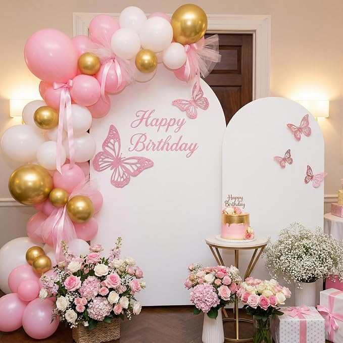 Arttown Arch Backdrop Stand and Cover Set 7.2FT and 6FT Wedding Arch Backdrop Stands and Matching White Cover Set Suitable for Wedding Celebration Birthday Party Graduation Ceremony Event Decoration