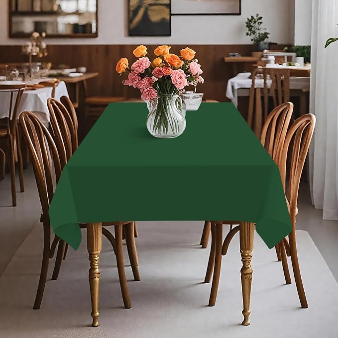 54IN X 160FT Plastic Table Cover Roll with Cutter Box, Cut to Size Plastic Table Cloths for Parties, Birthday, Disposable Tablecloth Roll for All Shape Tables (Green, 54 Inch X 160 Feet)