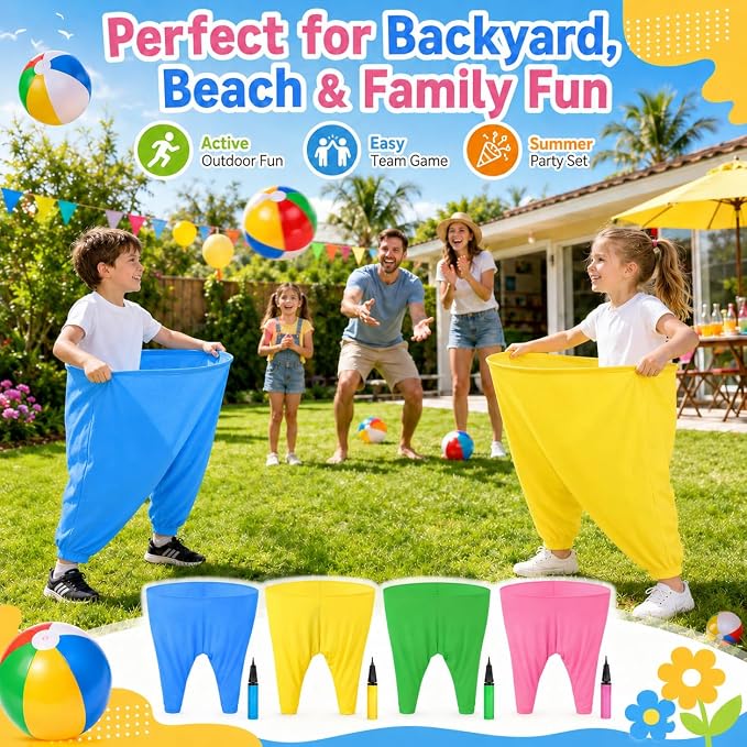 Granny Pants Yard Game,Giant Pants Outdoor Game,Oversized Pants Tossing Game with 24 Bouncy Balls and 4 Pumps Backyard & Outdoor Group Games for Family & Friends Gatherings