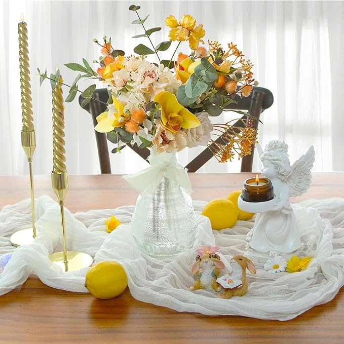 8 Pack White Cheesecloth Table Runner 21x120 Inch Gauze Table Runners Reusable Polyester 10ft Boho Rustic Cheese Cloth Table Runner for Wedding Party Baby Shower Birthday