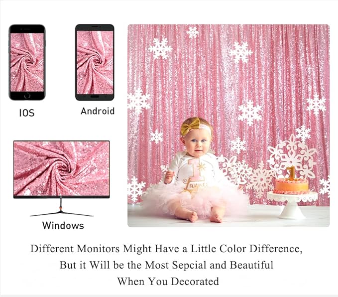ShinyBeauty 12" x 108" Sequined Table Runner - Fushia Pink