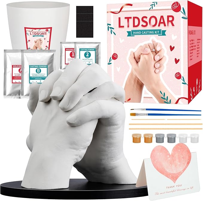 LTDSOAR Hand Casting Kit, Couples with Practice Kit, Hand Mold Kit for Women Men Engagement, Romantic Anniversary Wedding Birthday for Her or Him, Boyfriend Girlfriend Unique Bridal Shower Gift