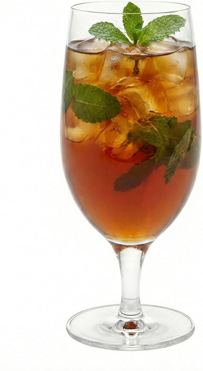 Restaurantware-16 Ounce Iced Tea Glasses, Set Of 12 Crystal Goblet Glasses - Laser-Cut Rim, Fine-Blown Crystal Water Glass, For Weddings, Anniversaries, And Special Events, Dishwashable