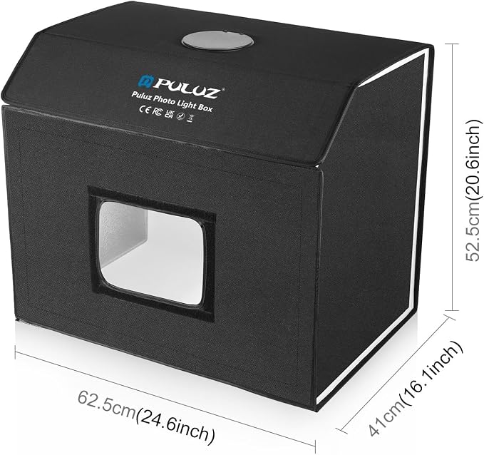 PULUZ 24x16 Inch Professional Photo Light Box with 672 LED Dimmable Lights, 3000K-6500K Dimmable Temperature, Portable Shooting Tent Kit with 4 Backdrops for Product Photography