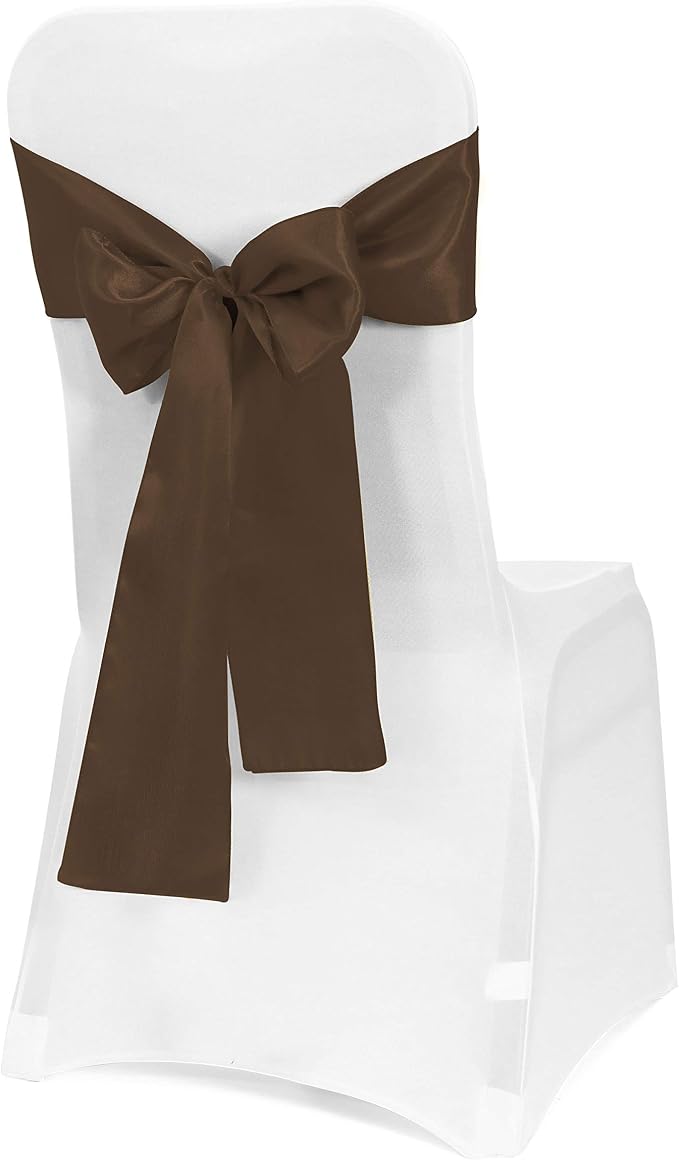 Obstal 10 PCS Satin Chair Sashes Bows for Wedding Reception- Universal Chair Cover Back Tie Supplies for Banquet, Party, Hotel Event Decorations