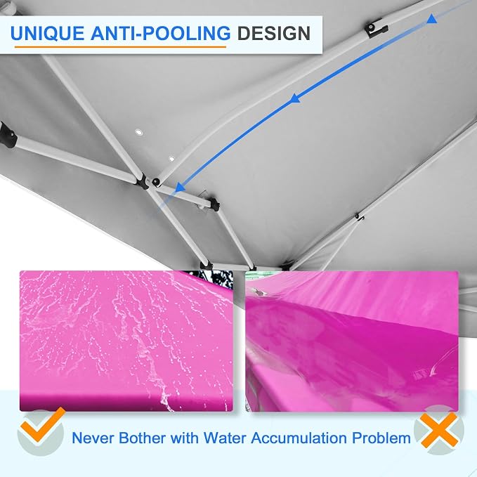 EAGLE PEAK Commercial Canopy 12x12 Pop Up Canopy Tent with 1 Sidewall, Easy Setup Heavy Duty Instant Event Shelter for Vendors & Markets, Outdoor Sun Shade, Pink