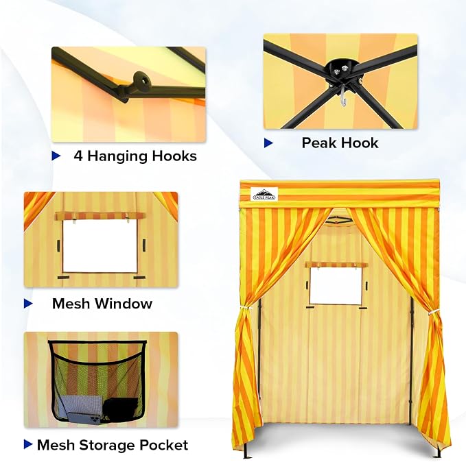 EAGLE PEAK 5x5 Pop Up Changing Tent, Flat Top Changing Room, Yellow/Orange | Portable, Privacy Tent, Pool Cabana, Dressing Room, Shower & Toilet Use, Opaque Fabric, Instant Setup, Photoshoots, Camping