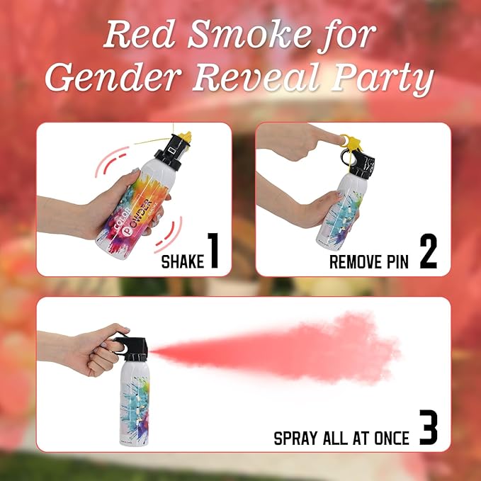 Gender Reveal Fire Extinguisher 2 Pack Red Fog Atmosphere Smog for Baby Reveal Photoshoot Video Props Stage Mister Foggers Red Smoke Gender Reveal Extinguishers for Birthday Wedding Party