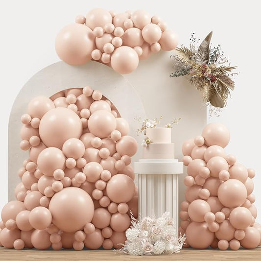 Beige Blush Pink Double Stuffed Balloons Different Size 115Pcs 5/10/12/18" Ivory Cream Blush Balloons Arch Garland kit for Boho Birthday Baby Shower Bridal Shower Gender Reveal Wedding Party