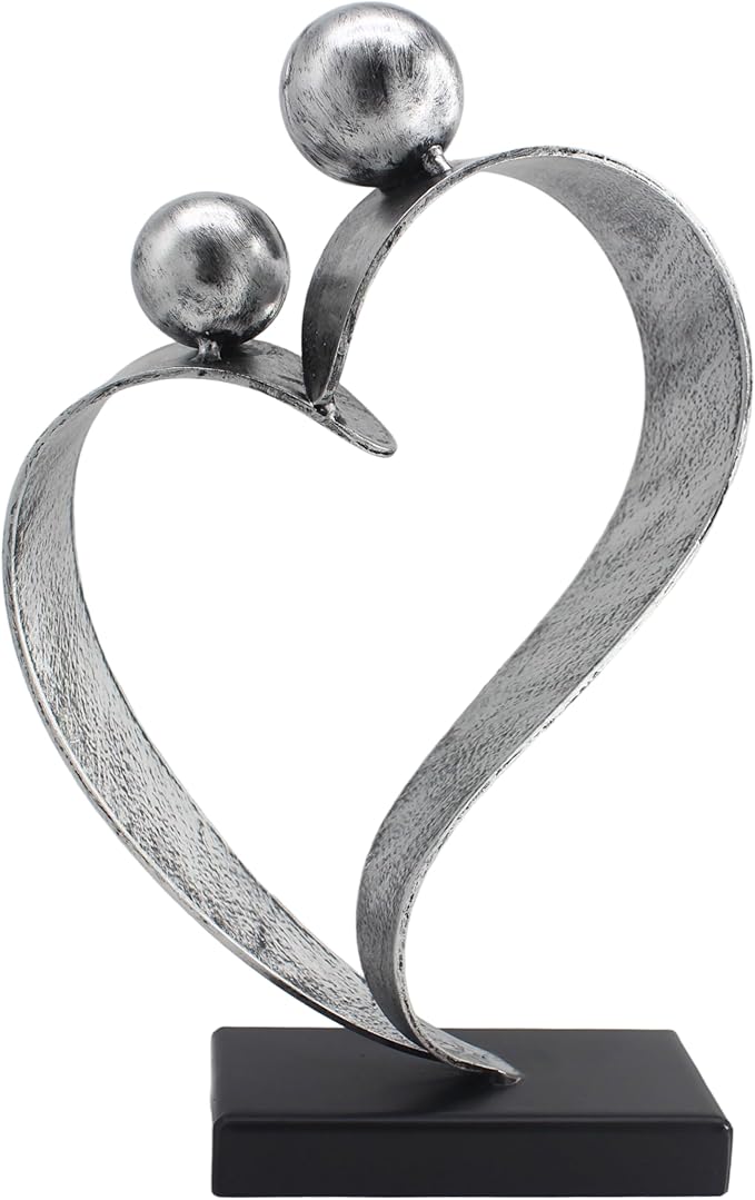 25th Wedding Anniversary Heart Gifts 25th Anniversary Love Gifts for Couple Wife Husband Iron Decorations Silver Wedding Gifts (Silver)