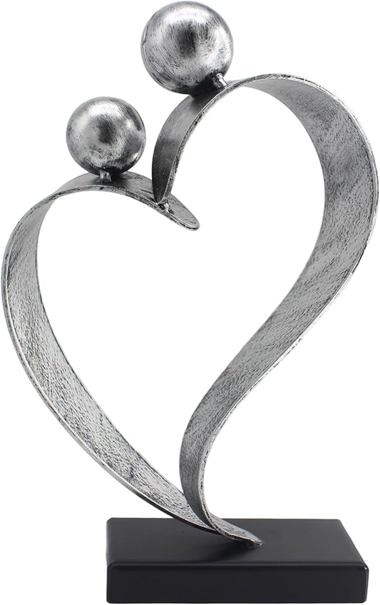 25th Wedding Anniversary Heart Gifts 25th Anniversary Love Gifts for Couple Wife Husband Iron Decorations Silver Wedding Gifts (Silver)
