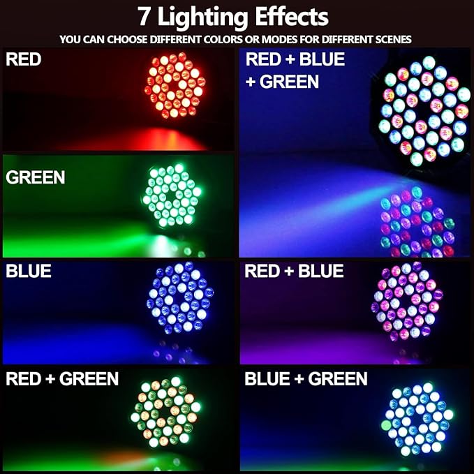 36LED Par Lights DJ Stage Light Corded RGB with Sound Activated Control Uplighting for Wedding Party Club Christmas Stage Lighting Apparatus, 2-Packs(DJ - Light)