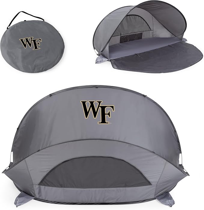 PICNIC TIME NCAA Georgia Tech Yellow Jackets Manta Portable Beach Tent, Pop Up Tent, Beach Sun Shelter Pop Up, (Gray with Black Accents)