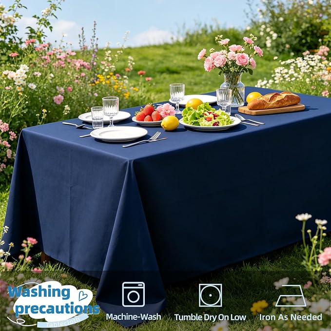 WIGENIUS 6 Pack Blue Table Cloth Rectangle Tablecloths 70X120 Inch,Polyester Table Cloth for 8 Foot Rectangle Tables,Wrinkle Resistant Washable Fabric Table Covers for Party,Wedding Banquet