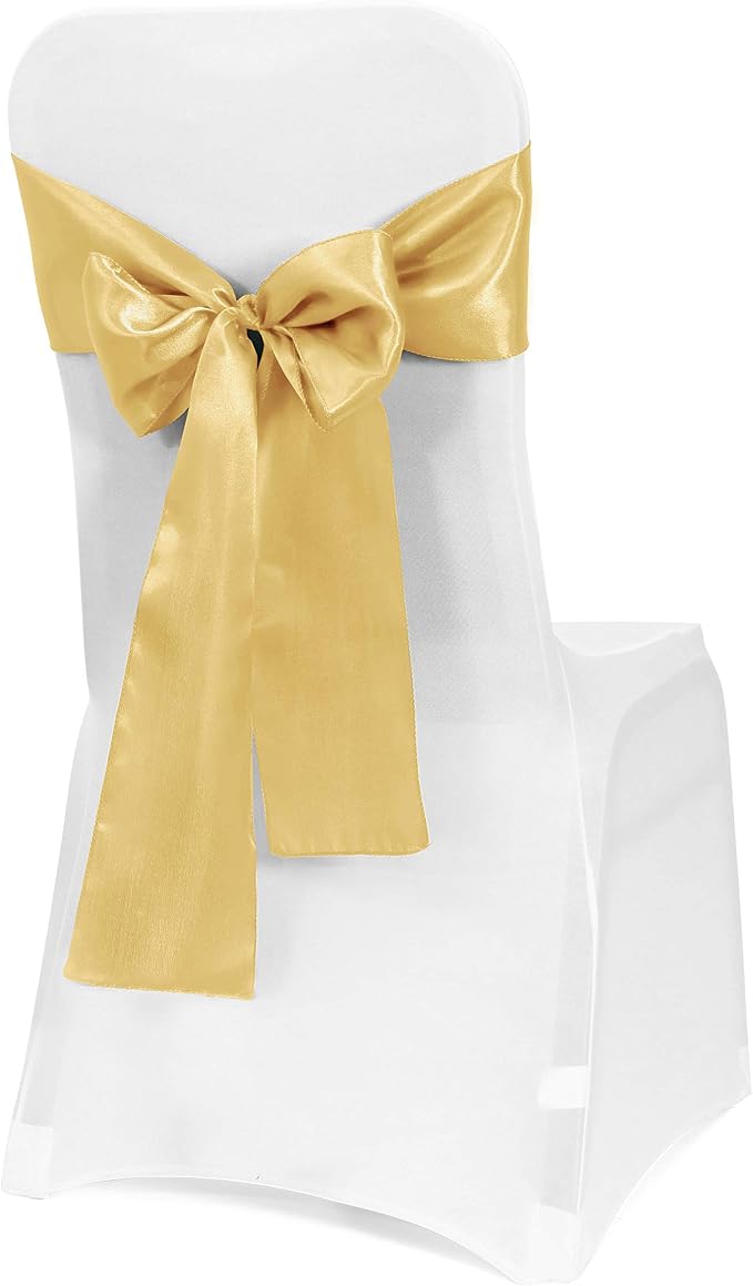 Obstal 10 PCS Satin Chair Sashes Bows for Wedding Reception- Universal Chair Cover Back Tie Supplies for Banquet, Party, Hotel Event Decorations