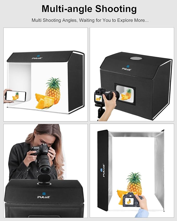 Light Box Photography, PULUZ 24x16 inch Portable Photo Box with 672 LED Beads, CRI >95, Professional Large Photo Booth Shooting Tent Kit with 4 Color PVC Backdrops for Product Photography