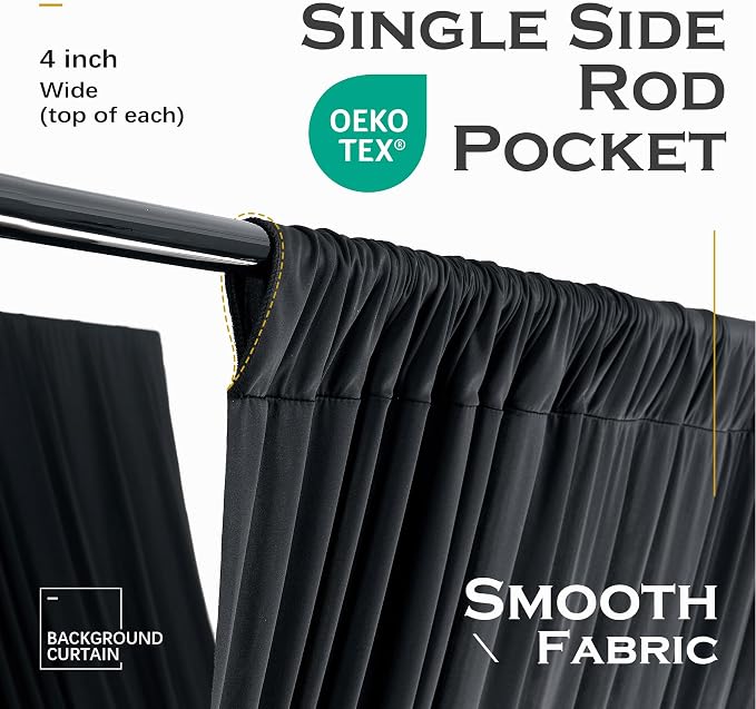 60ftx40ft Black Ceiling Curtain for Wedding Parties – 12 Panels Wrinkle-Free 40 FT Long Tent Draping Curtains for Wedding, Birthday & Theme Parties, 40ft Height with Rod Pocket