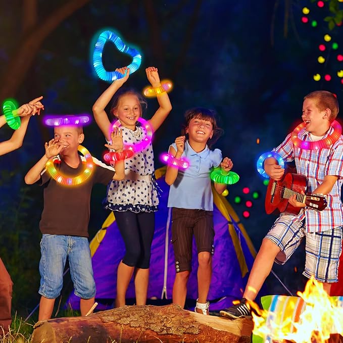 Glow in the Dark Party Favor Supplies for Kids 24 PCS, Glow Sticks & Neon Glasses for Toddler, LED Light Up 4th of July Toy Bracelet Necklace Accessories Decor for 250th Anniversary Camping Wedding