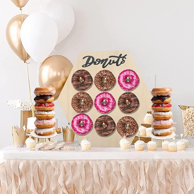 6 Pack Donut Stand Set Donut Wall Display Stand for Party Wooden Doughnut Board Holder for Dessert Table Baby Shower Wedding Birthday