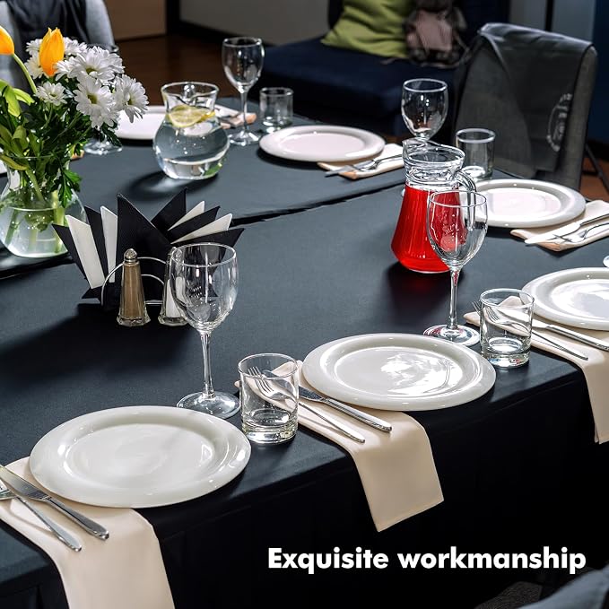 Fixwal 2 Pack Black 60 x 102 Inch Rectangle Tablecloths, Reusable Heavy Duty Washable Polyester Table Covers for 6 Ft Tables, Wedding, Party, Birthday, Outdoor, Picnic, Camping