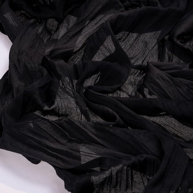Socomi 10pcs Black Cheesecloth Table Runner Boho Rustic Gauze Summer 120 inch 10FT Cheese Cloth Sheer Runner for Wedding Party Baby Shower Birthday Home Decor Holiday Decorations