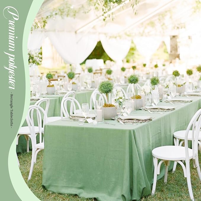 10 Pack 60 x 102 Inch Rectangle Tablecloth, Sage Green Tablecloth for 6 Feet Rectangle Tables, Stain and Wrinkle Resistant Washable Fabric Table Cloth for Wedding Dining Table Buffet Parties Camping