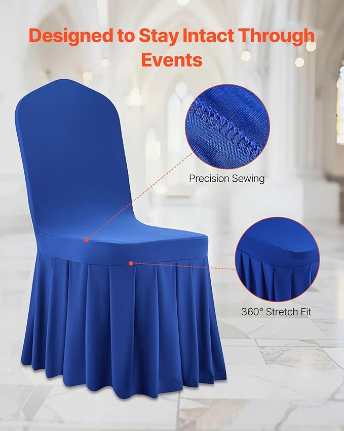 VEVOR Chair Covers, Polyester Spandex Chair Cover, Stretch Slipcovers for Wedding Party Dining Banquet Flat-Front Chair Covers (Royal Blue-d, 30PCS)