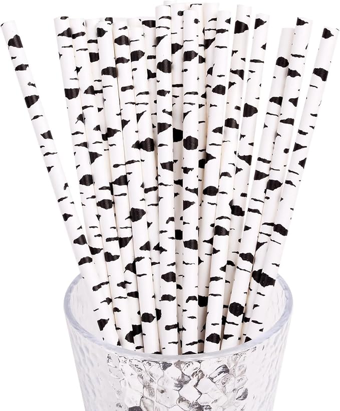 100 Pack Birch Bark Biodegradable Paper Straw for Birthdays, Weddings, Baby Showers Cyber Holiday 2019 Celebrations and Parties
