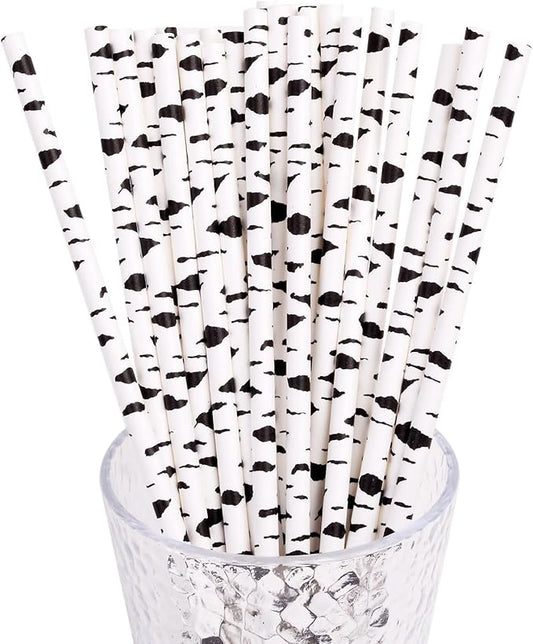 100 Pack Birch Bark Biodegradable Paper Straw for Birthdays, Weddings, Baby Showers Cyber Holiday 2019 Celebrations and Parties