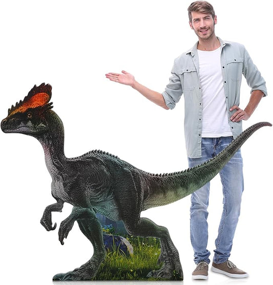 Colingmill 4 ft Life Size Dilophosaurus Cardboard Standup Cutout Jurassic Birthday Party Decoration Photo Prop PVC Cutout Dinosaur Theme Party Photo Prop for Animal Jurassic Theme Supply