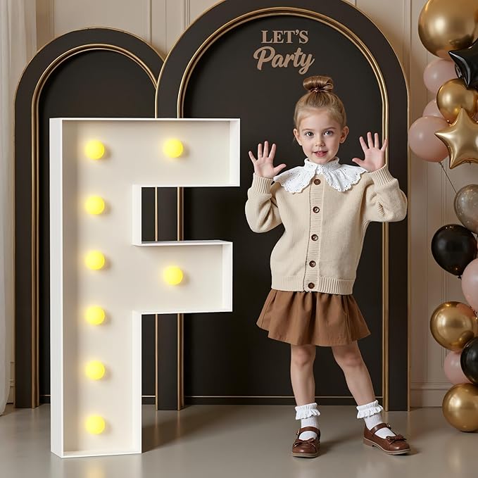 Marquee Letters 3 Feet Tall, 3FT Large Light up Letters F, Big Sign F with Warm White Light for Birthday Wedding Proposal Engagement Graduation Party Backdrop Decorations