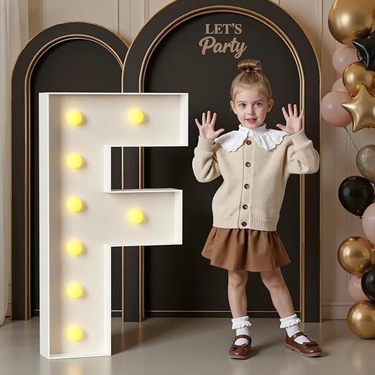 Marquee Letters 3 Feet Tall, 3FT Large Light up Letters F, Big Sign F with Warm White Light for Birthday Wedding Proposal Engagement Graduation Party Backdrop Decorations