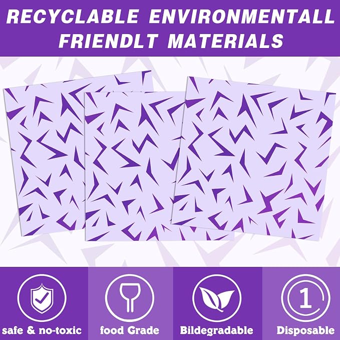 Demon Hunter Party Plates Set 140 Pieces, 20 Guests Heavy-Duty Disposable Dinnerware Set Includes Purple Holographic Laser Energy Pattern Plates, for Birthday Wedding for Party