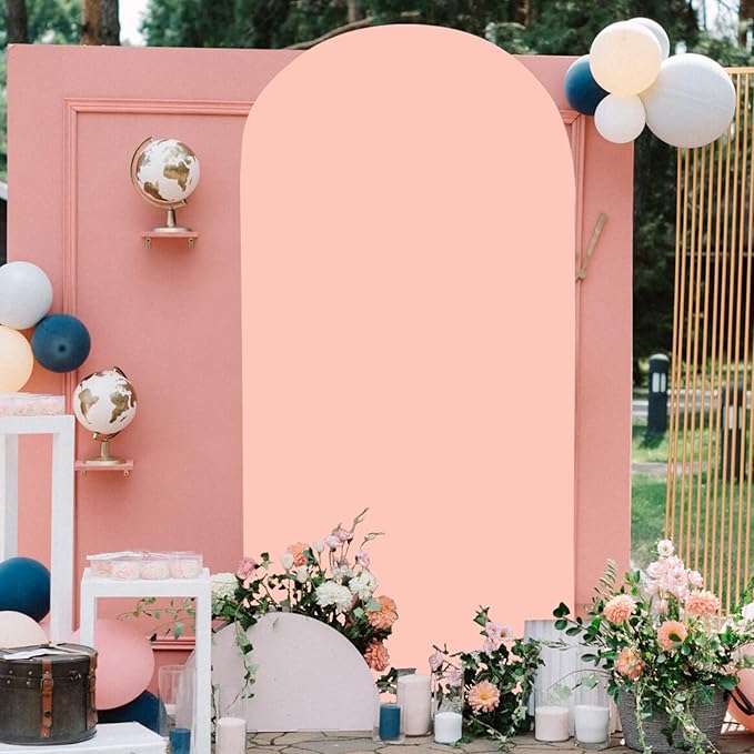FOTSHARER Arch Cover Dusty Rose Arch Cover Backdrop Fabric 2.6x6FT Spandex Arch Backdrop Covers for Round Top Spandex Fitted Arches Stand Cover Balloon Arched Panels Covers for Wedding Party Supply