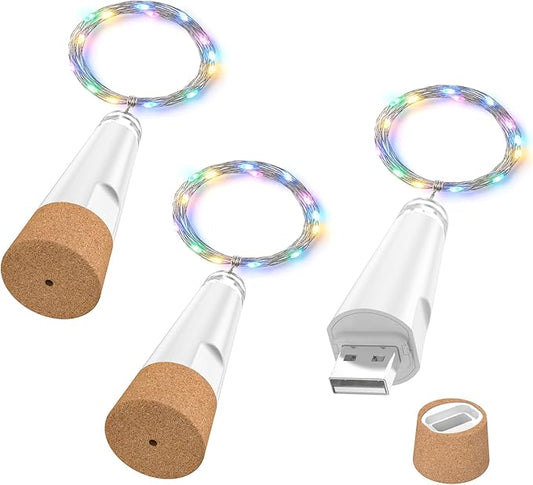 OUSMIN String Lights, USB Rechargeable Wine Bottle Lights with Cork, 2025 Version USB Fairy Light for Party Christmas
