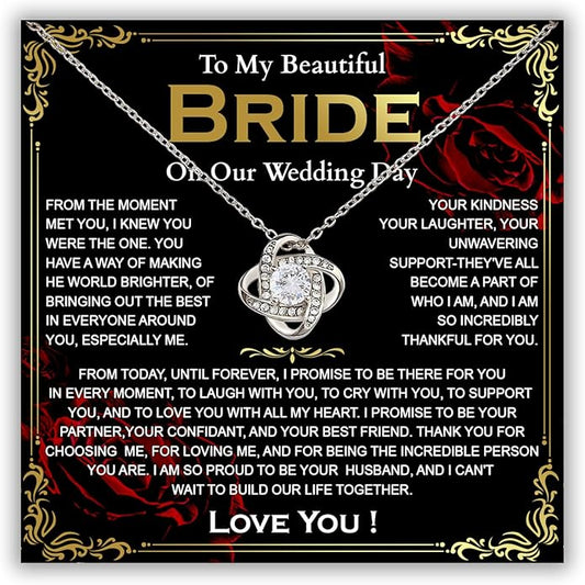 Groom To Bride Necklaces, Groom To Bride Necklace Gifts With Message Card, Groom To Bride Necklace For Wedding Day, To My Bride Necklace, Bridal Shower Necklace Gifts For Bride To Be