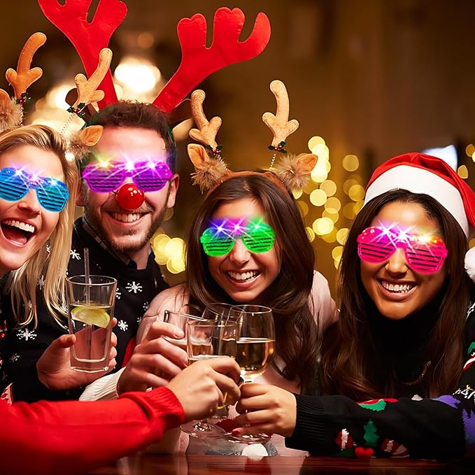 SHQDD 38PCS LED Glasses, Light Up Glasses, 5 Colors, 3 Light Modes, Glow in The Dark Party Supplies, Neon Party Favors for Birthday Gifts, Party Decorations, New Year, Carnival